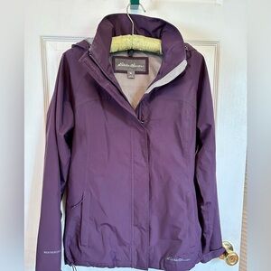 Eddie Bauer Purple Rain Jacket Raincoat Small WeatherEdge